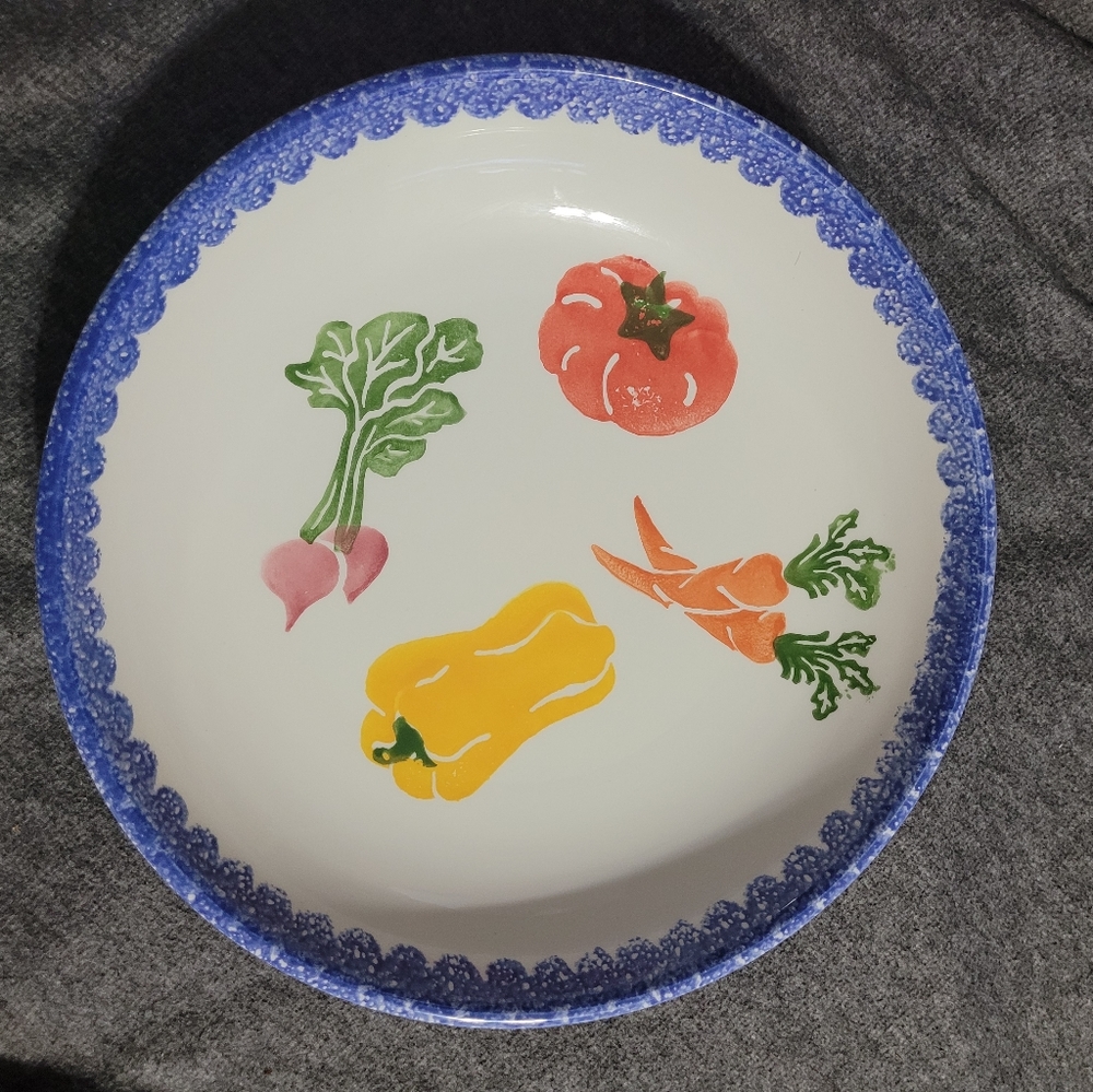 Vintage Trend Craft Italian Pasta Bowl~Florence Italy~13 In~Farmhouse~Vegetables